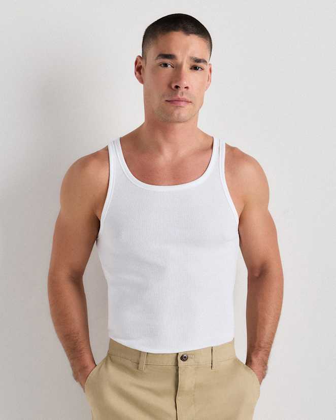 White Organic Cotton Ribbed Tank Top (3-Pack)