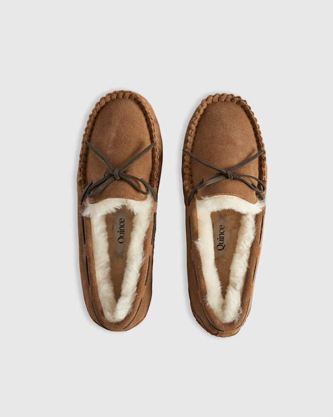 Pecan Australian Shearling Moccasin Slipper