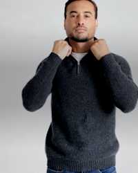 Mongolian Cashmere Fisherman Quarter Zip Sweater Multi InHouse Thumbnail