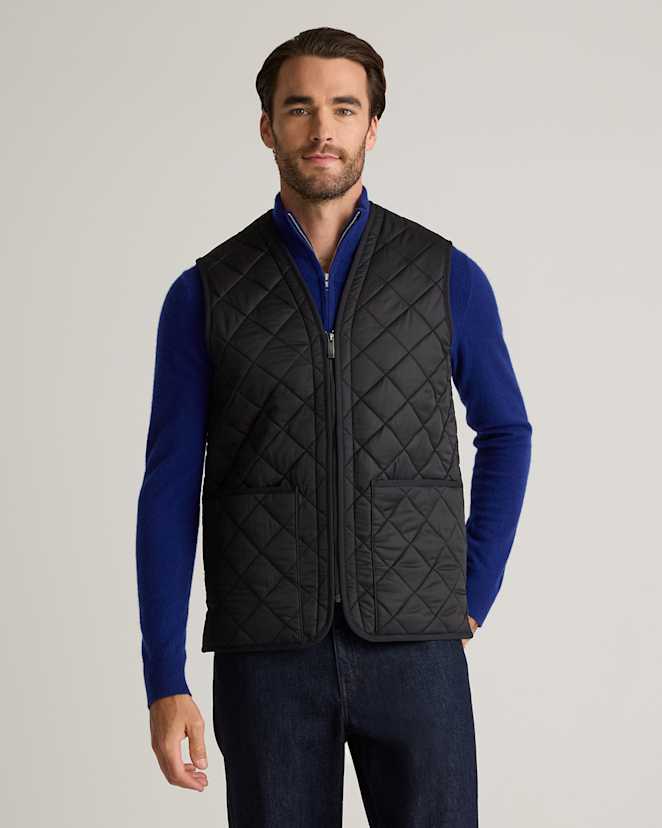 Black Featherless Quilted Fleece-Lined Liner Vest