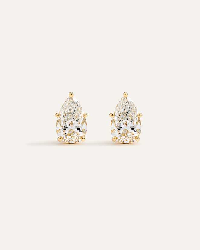 Yellow Gold 14K Gold Lab Grown Diamond Statement Pear Studs - 6ctw