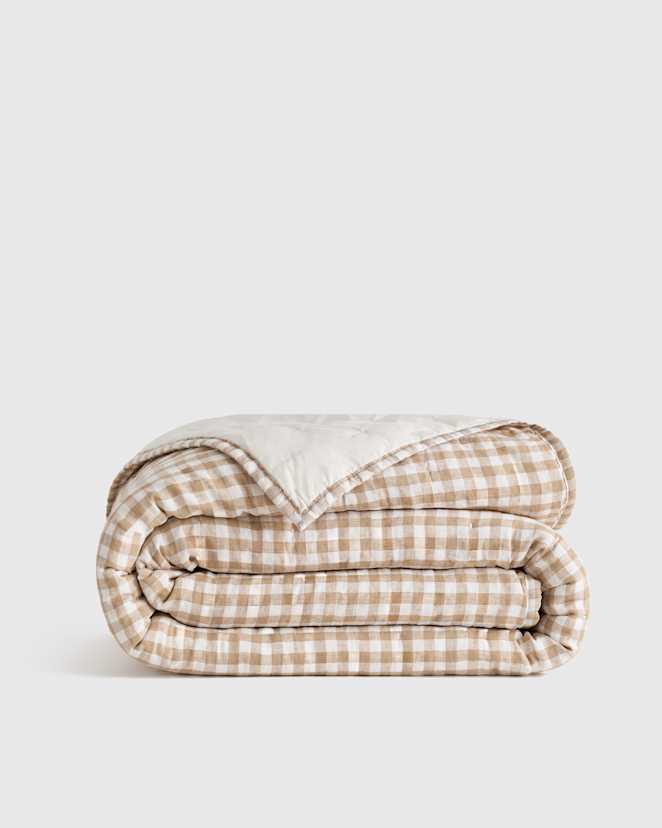 Cafe Gingham European Linen Patterned Quilt