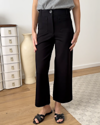 Ultra-Stretch Ponte Cropped Wide Leg Pants - PDP Video Thumbnail (Black, 4x5)