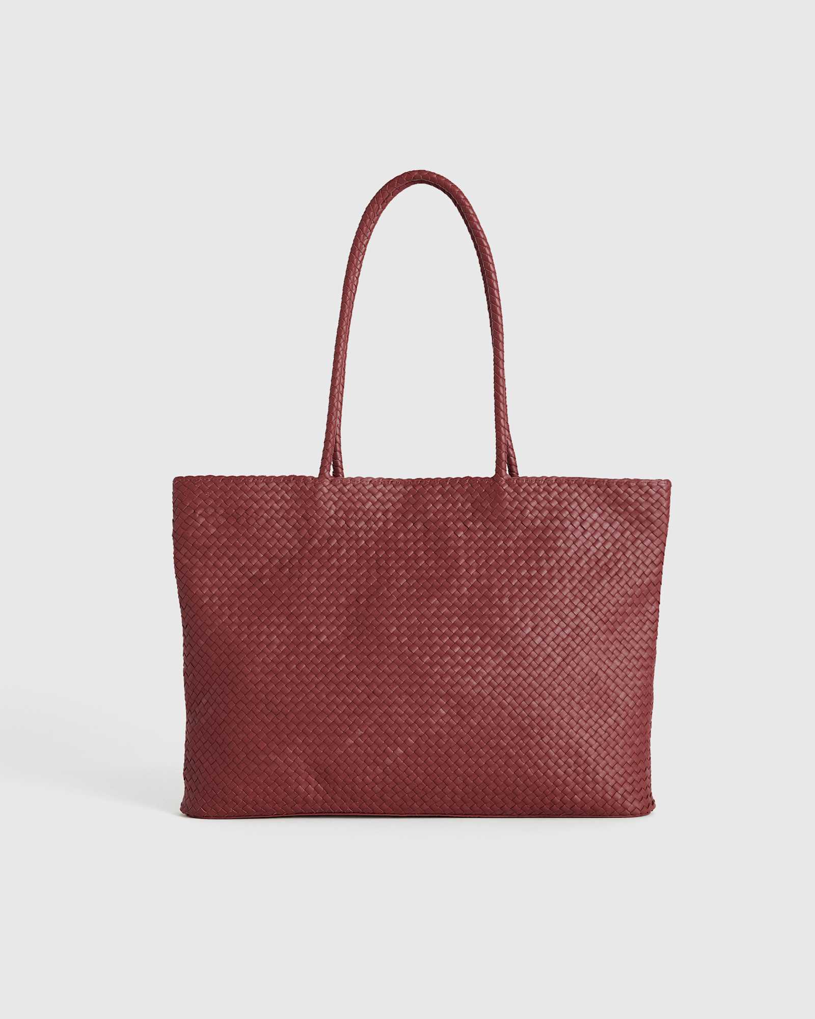 merlot Italian Leather Handwoven Tote
