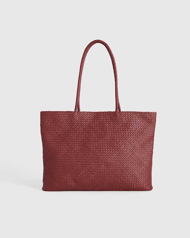 Merlot Italian Leather Handwoven Tote