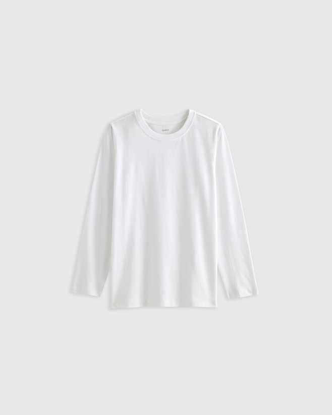 White 100% Organic Cotton Jersey Long Sleeve Tee