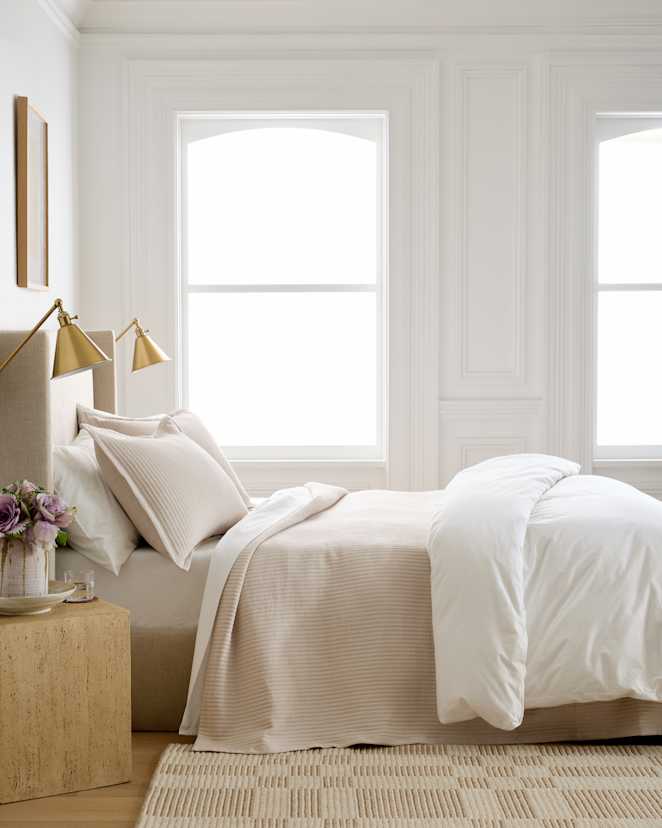 Sand Organic Cotton Matelasse Coverlet