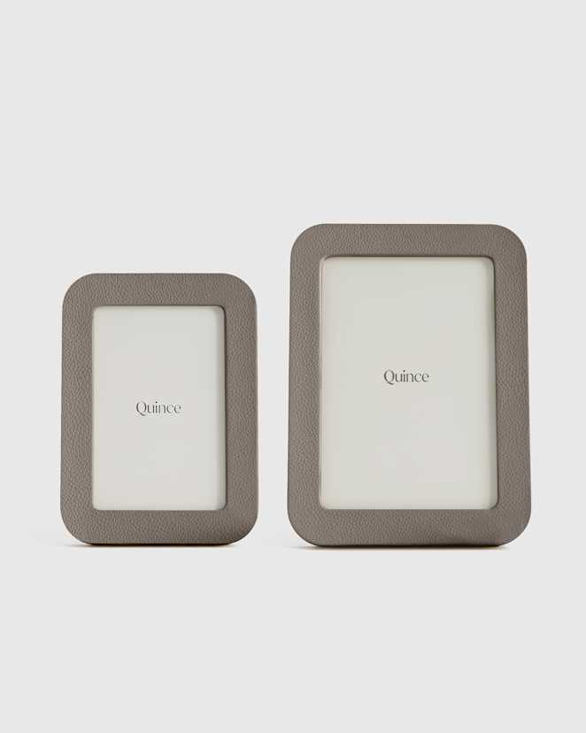 Grey Shagreen Leather Picture Frames - (Set of 2)