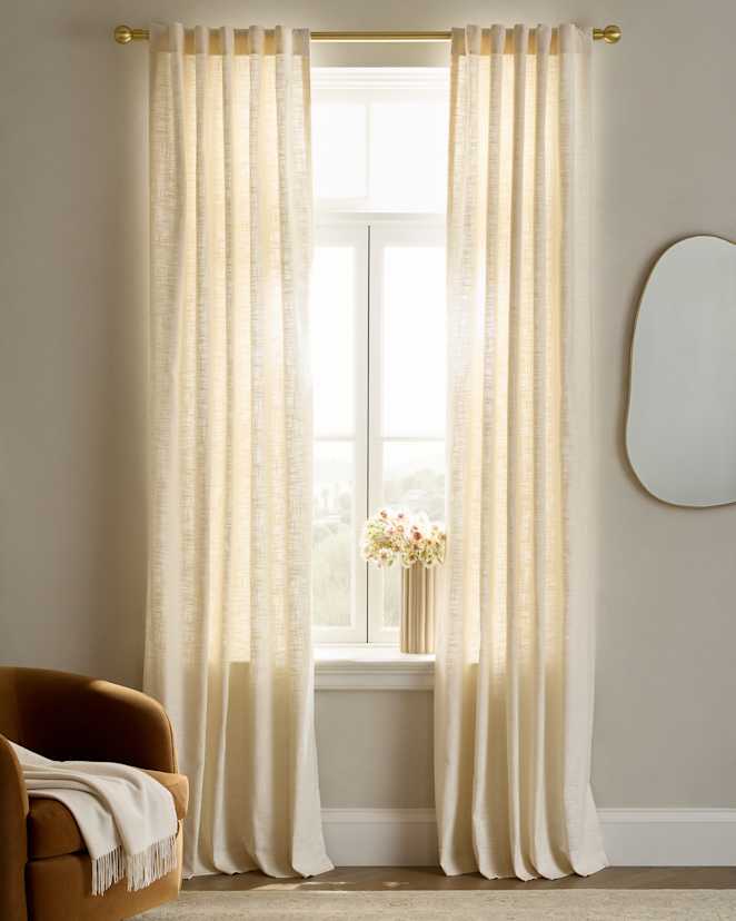 Ivory Textured Cotton Curtain