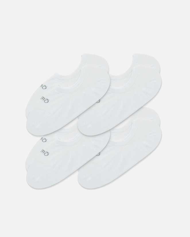 White Everyday Lightweight Cotton No-Show Socks (4-pack)