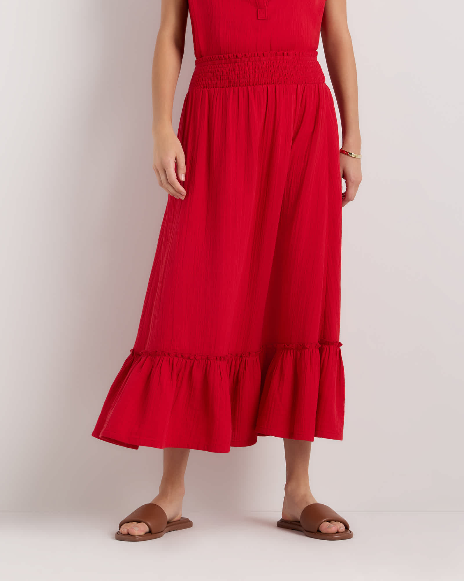 wild-cherry 100% Organic Cotton Gauze Smocked Maxi Skirt