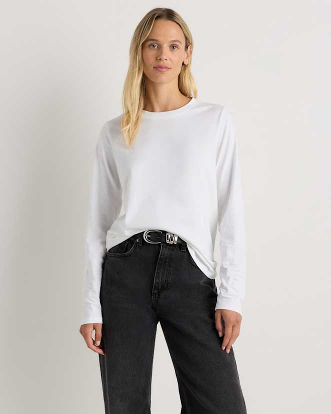 Classic White 100% Organic Cotton Long Sleeve Swing Tee