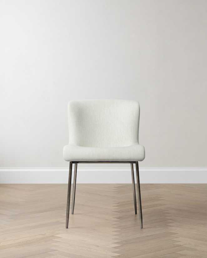Snow Performance Chenille Dining Chair with Powder Coated Iron Frame (Set of 2)