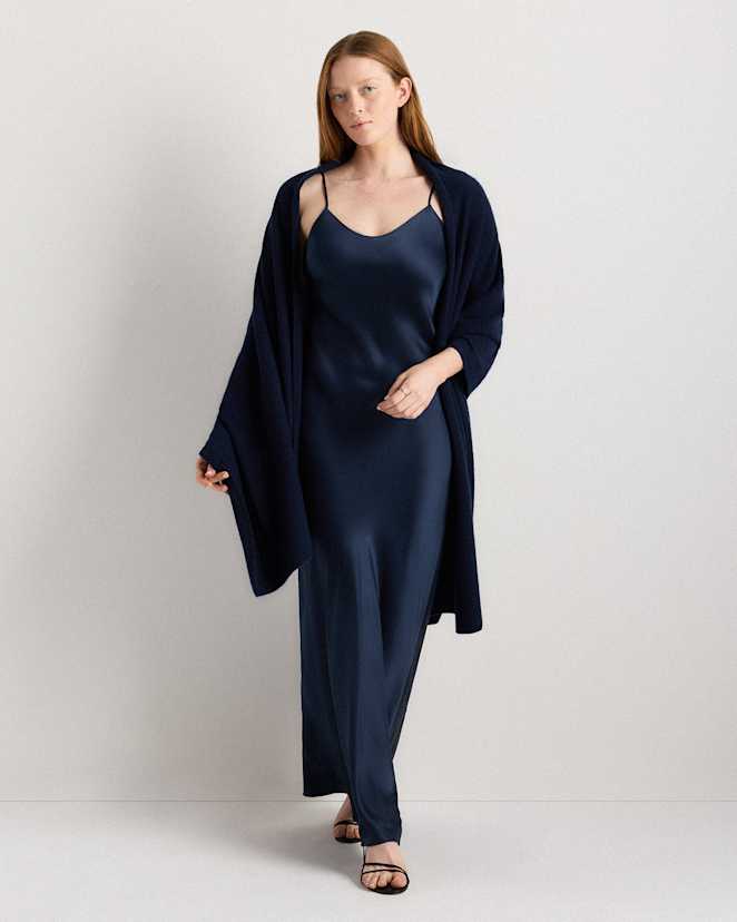 True Navy Mongolian Cashmere Wrap
