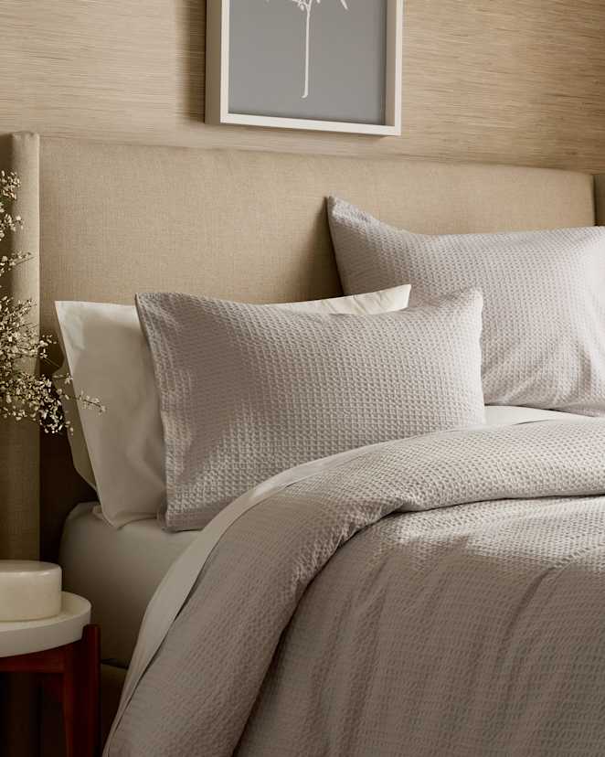 Light Grey Organic Luxe Honeycomb Sham Set