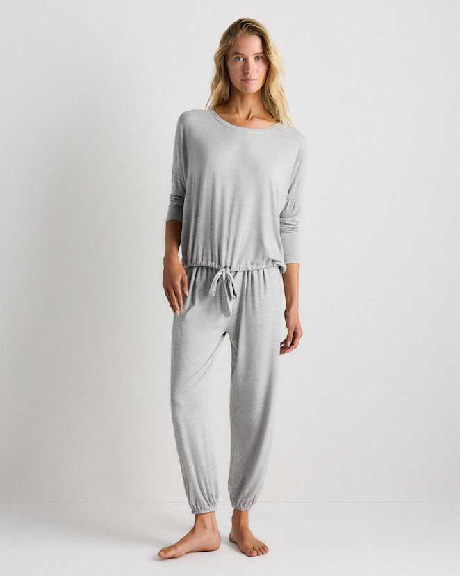 Heather Grey Bamboo Jersey Slouchy Pajama Set