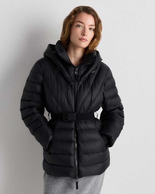 Black Responsible Down Belted Puffer Coat
