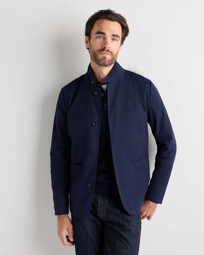Deep Navy Organic Twill Unstructured Blazer