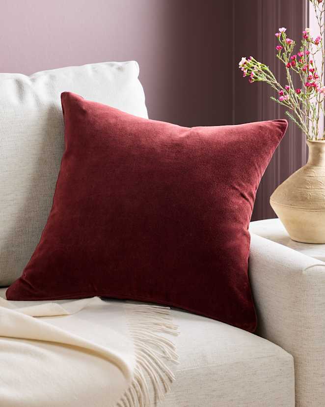 Bordeaux Classic Cotton Velvet Pillow Cover