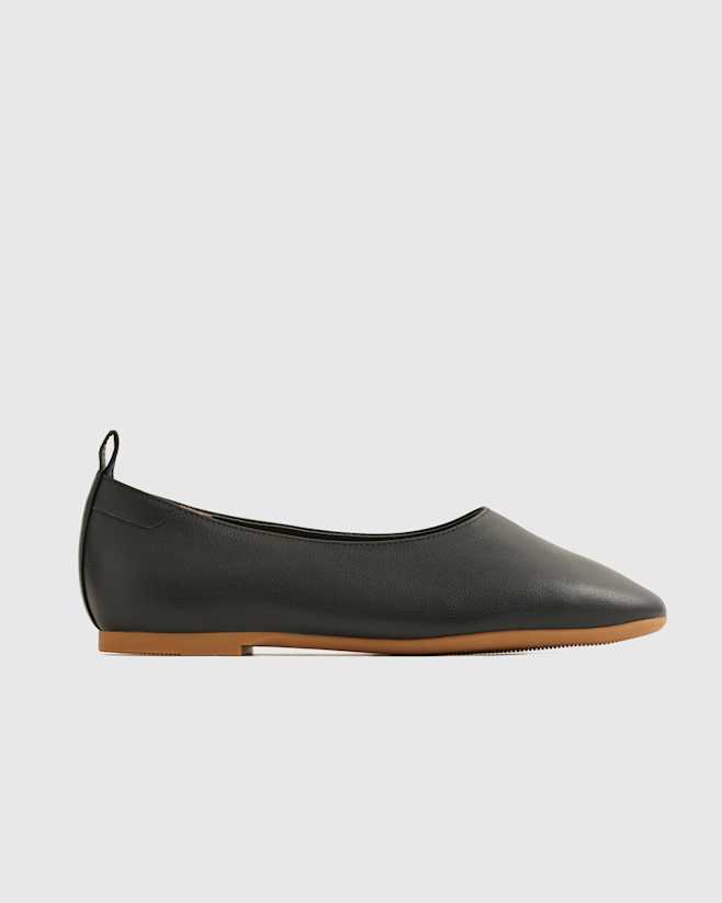 Black Italian Leather Glove Ballet Flat