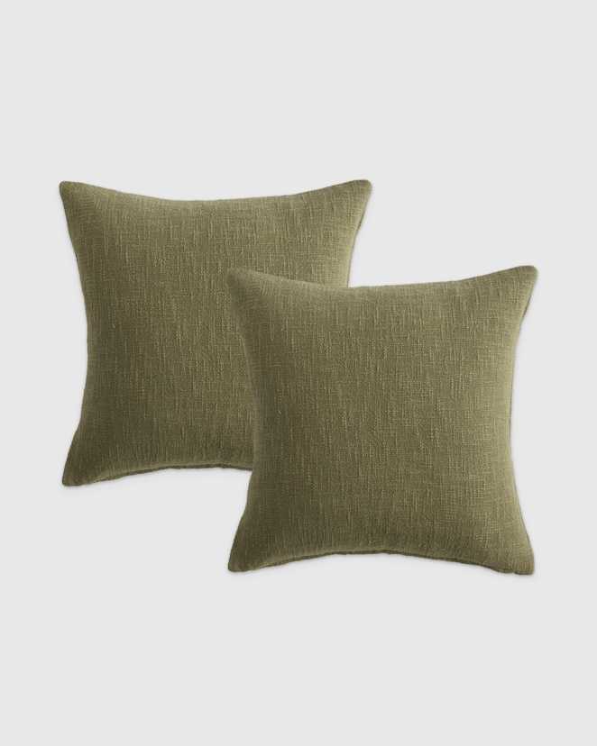 Olive Cotton Slub Pillow Cover (Set of 2)