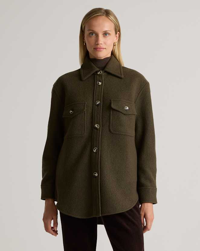 Olive Grove 100% Merino Wool Shirt Jacket