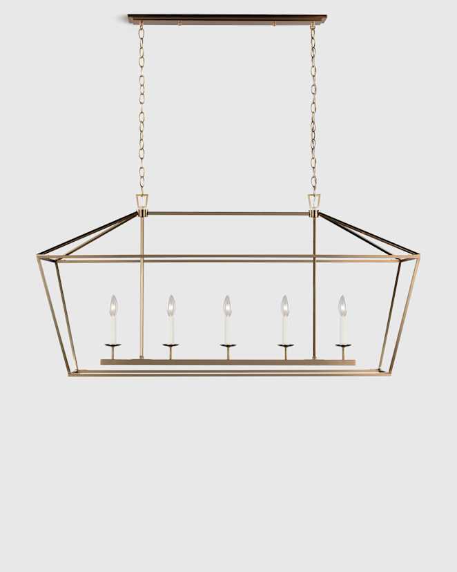 Brass Traditional Steel Linear Lantern Chandelier