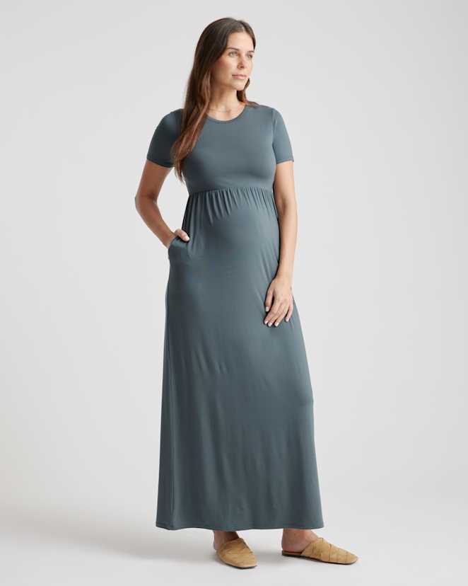 Dark Olive Tencel Jersey Maternity Maxi Dress