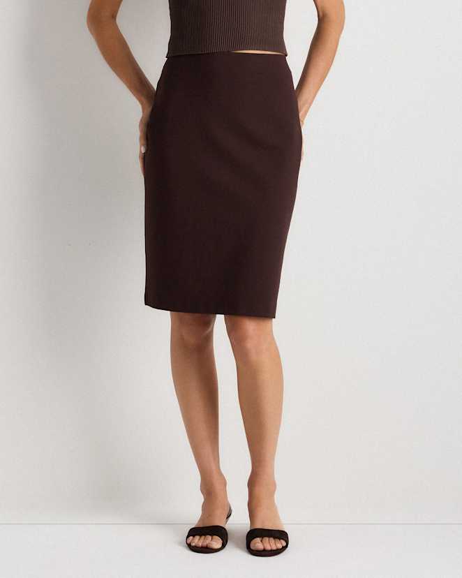 Espresso Ultra-Stretch Ponte Pencil Skirt