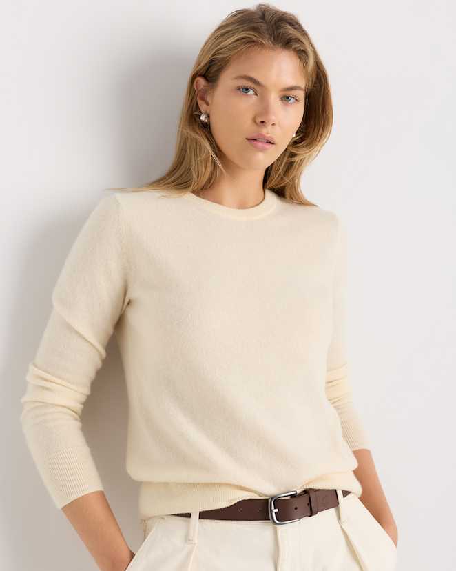 Pale Custard Yellow Mongolian Cashmere Crewneck Sweater