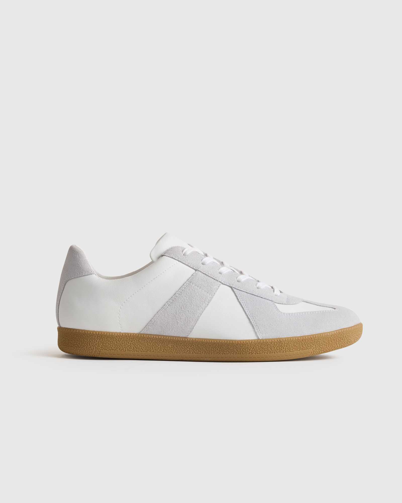 White Italian Leather & Suede Lifestyle Trainer