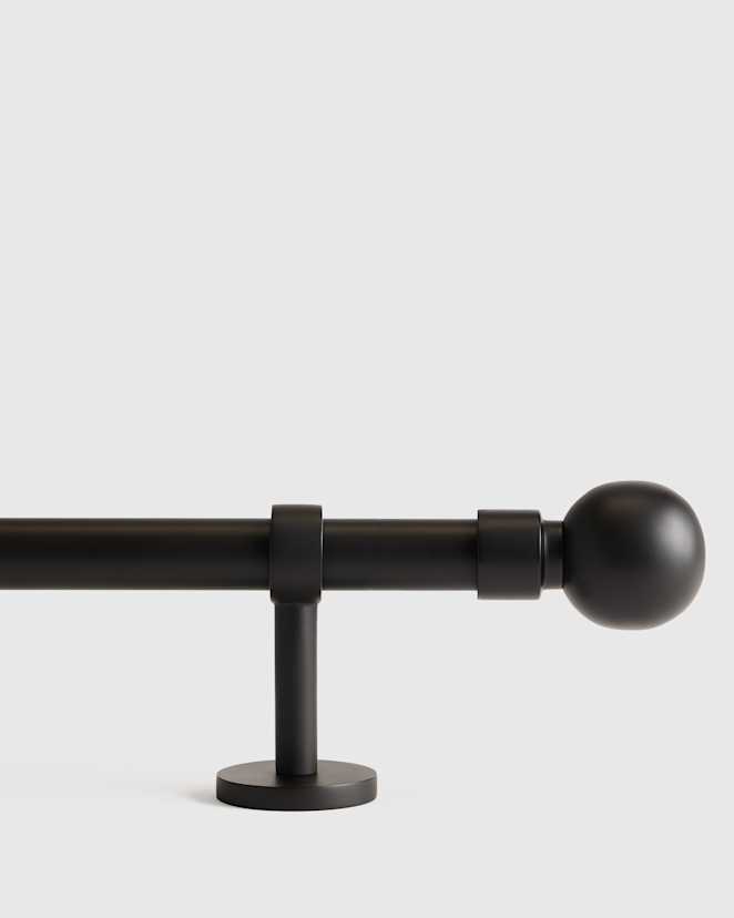 Matte Black Solid Brass Curtain Rod Set with Ball Finial