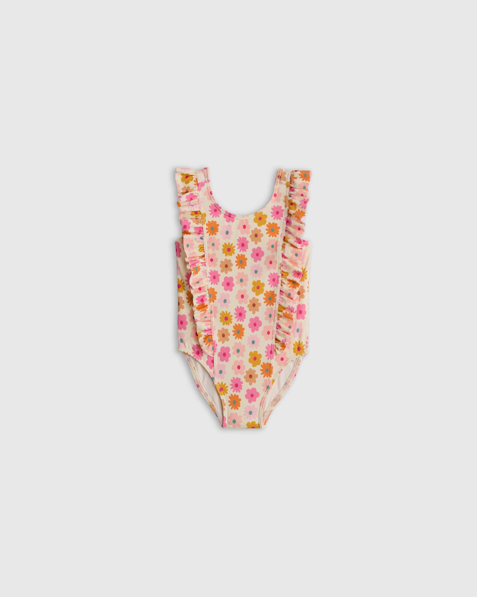 multi-daisy Ruffle One Piece Swimsuit