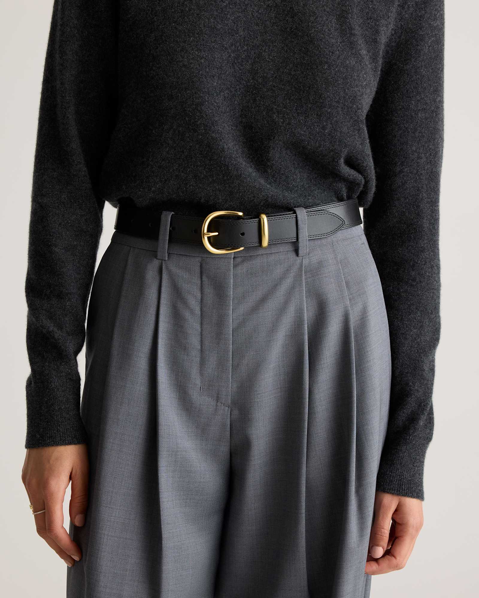 Black Allegra European Leather Belt