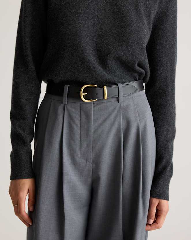 Black Allegra European Leather Belt