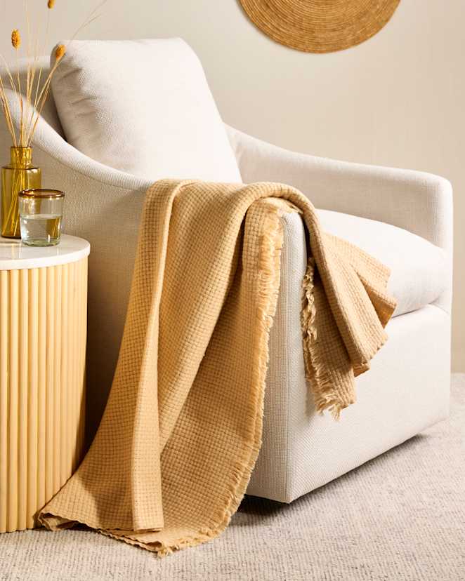 Camel Ultra Luxe Basketweave Throw