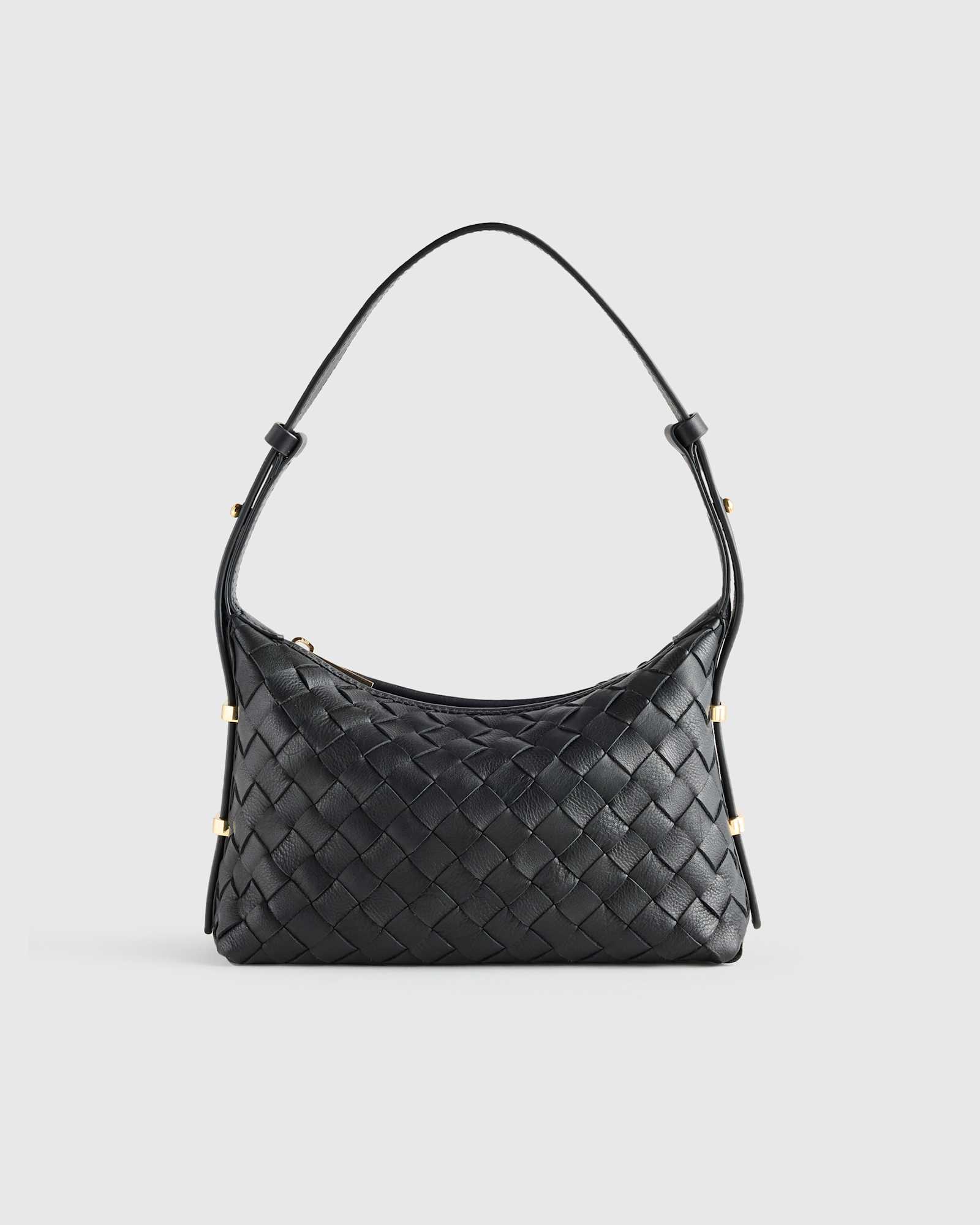 Black Italian Leather Handwoven Mini Bag