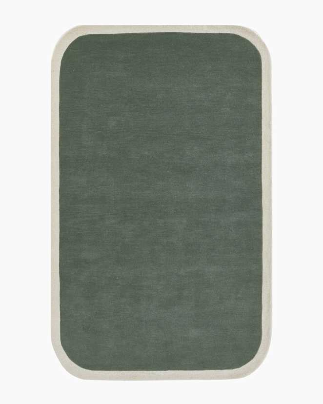 Green Colorful Curves Hand-Tufted Rug