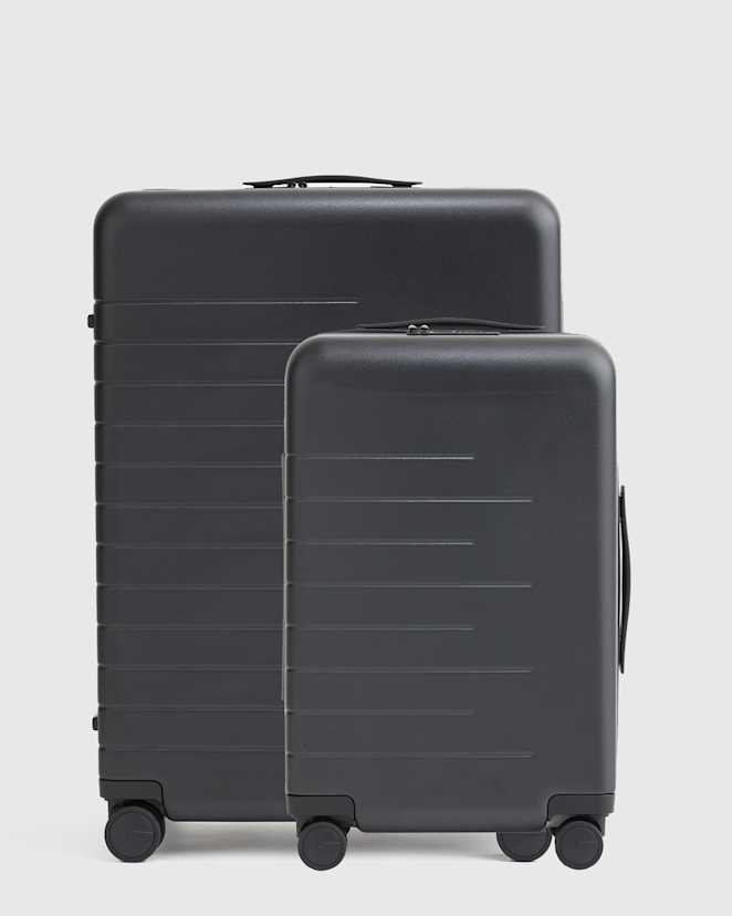Black Expandable Carry-On & Medium Check-In Suitcase Set