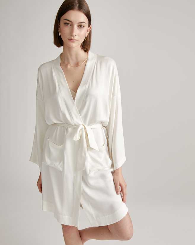 Ivory 100% Washable Silk Robe