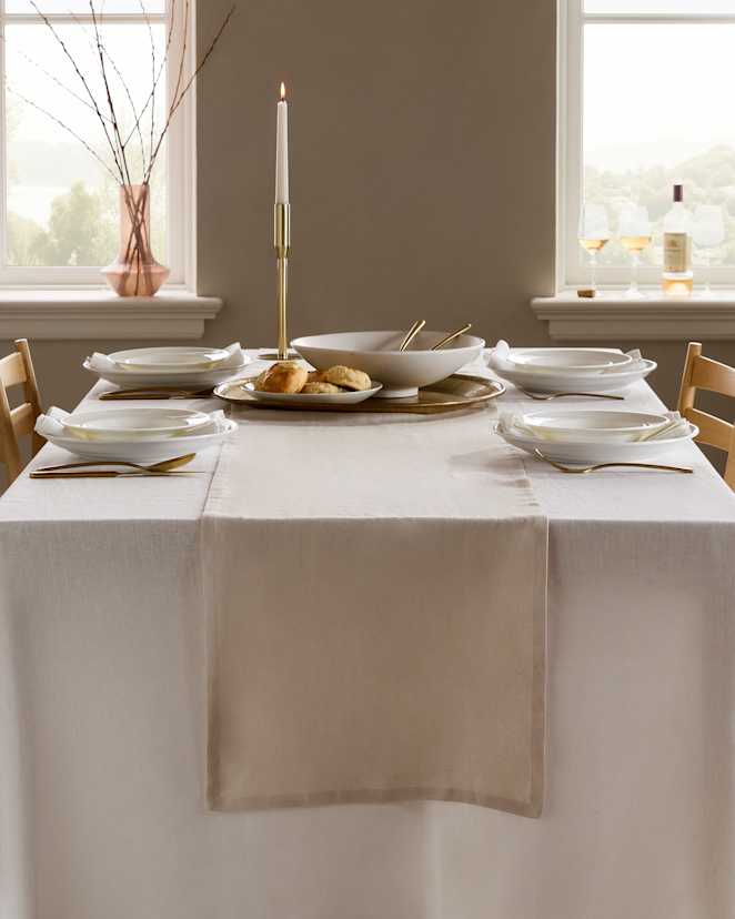 Sand European Linen Table Runner