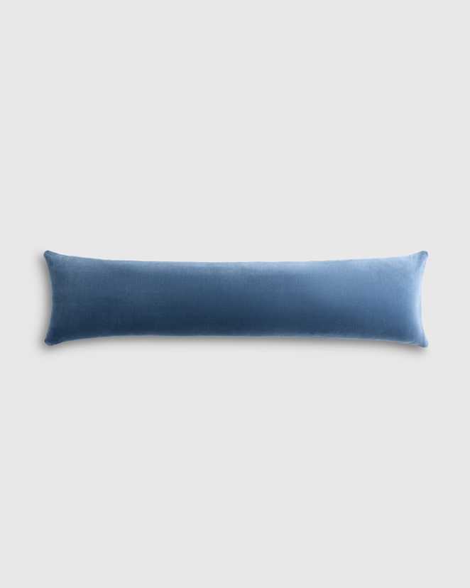 Glacier Blue Cotton Velvet Oversized Lumbar Pillow Cover