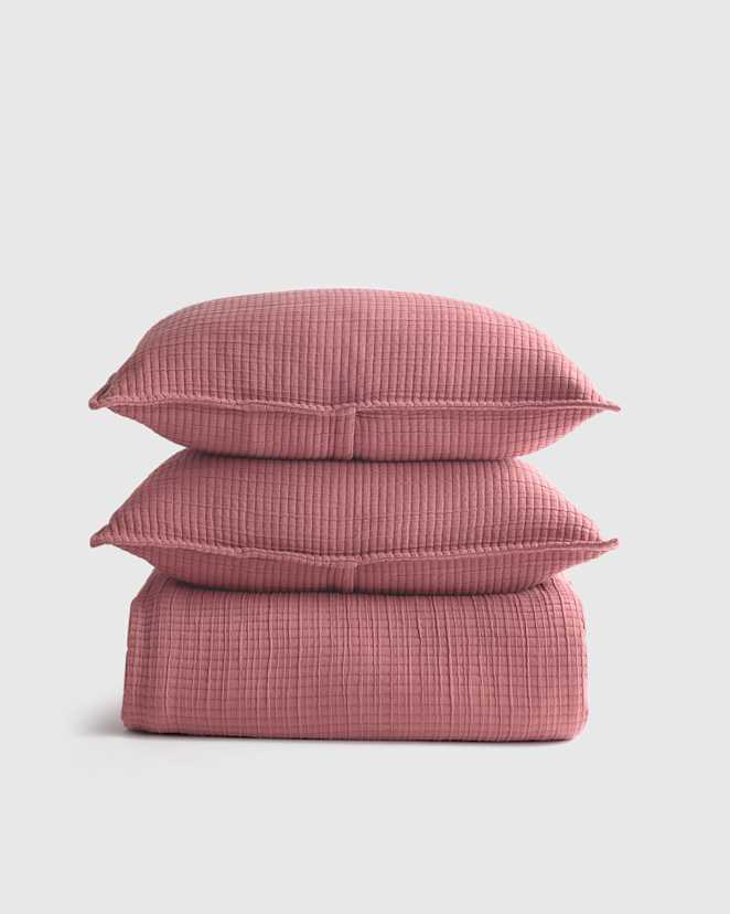Plum Organic Ribbed Cotton Coverlet Set