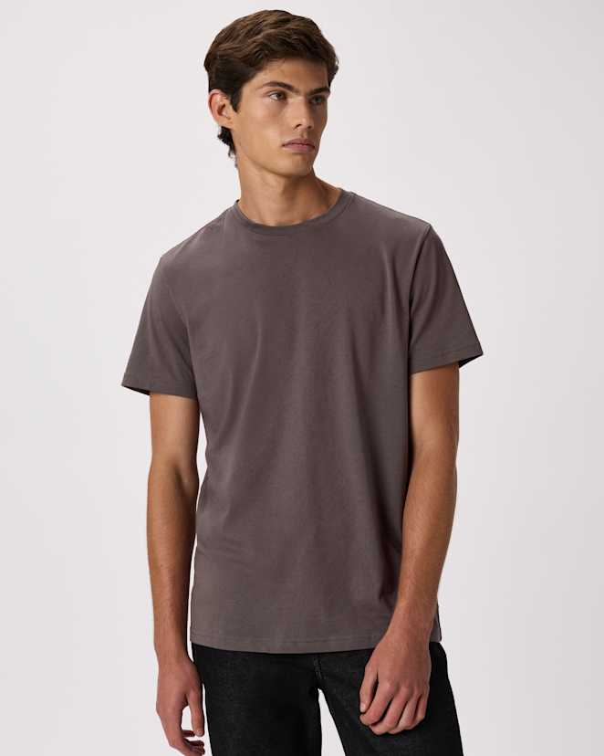 Dark Gull Grey Cotton Modal Crew Neck Tee