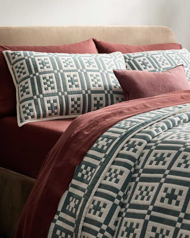 Ocean Organic Cotton Jacquard Geo Sham Set