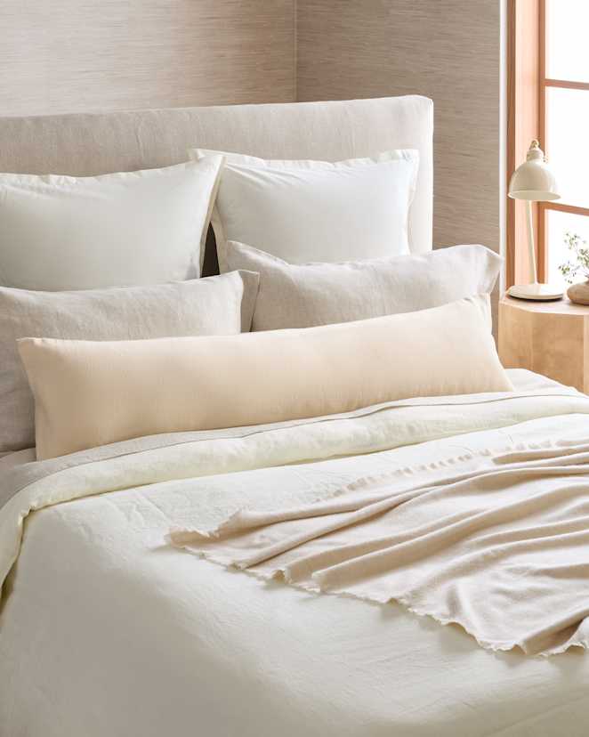 Natural European Linen Oversized Lumbar Pillow Cover