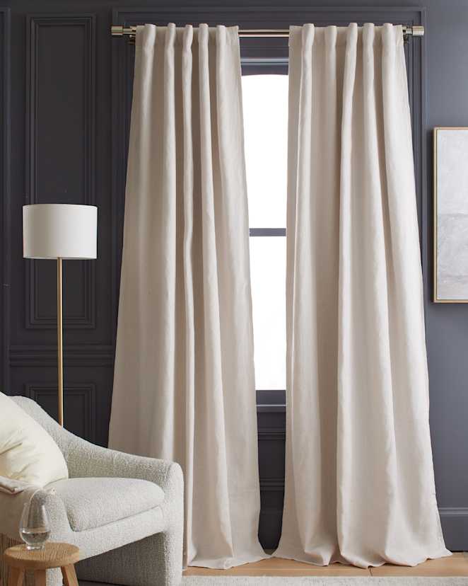 Sand Heavyweight European Linen Room Darkening Curtain