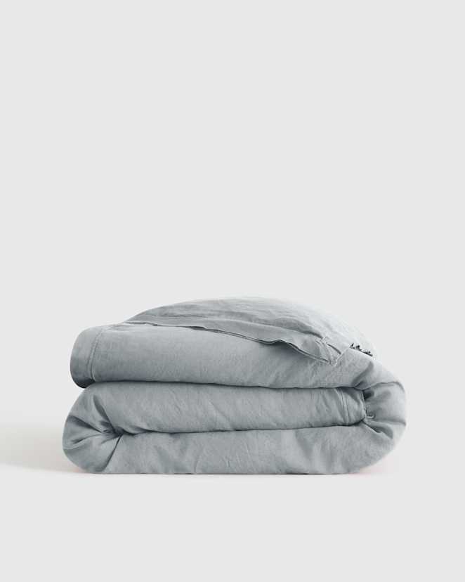 Mist European Linen Double Flange Duvet Cover