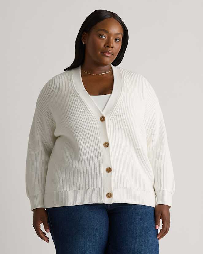 Ivory 100% Organic Cotton Oversized Boyfriend Cardigan