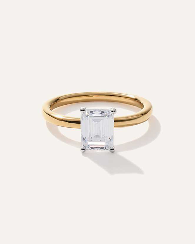Yellow Gold Lab Grown Diamond Emerald Comfort Fit Engagement Ring - 2ct
